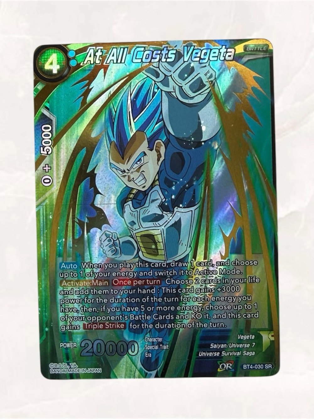 Dragon Ball Super Card Game At All Costs Vegeta BT4-030 SR Foil NM